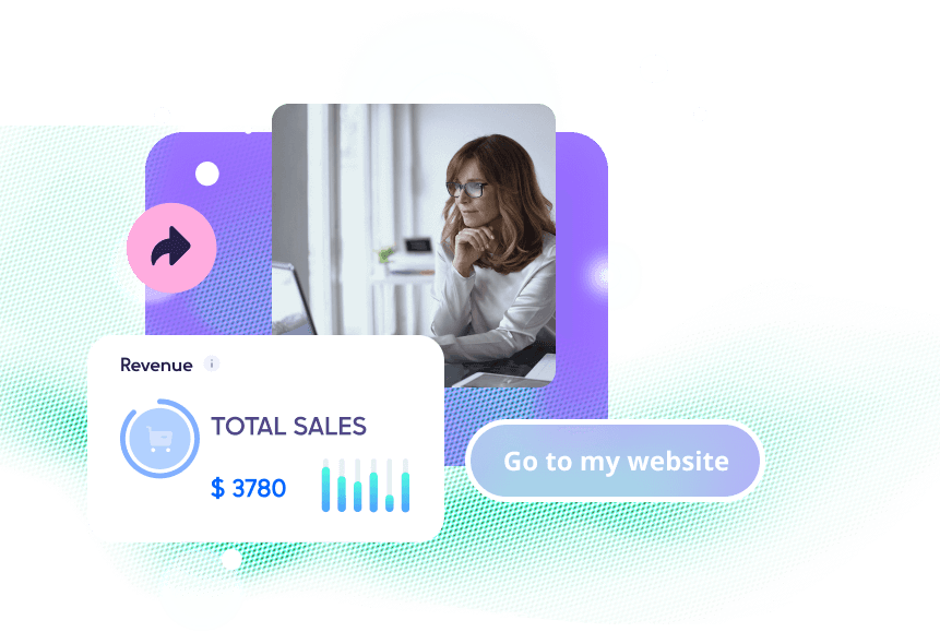 A screenshot of the Hocoos AI website builder showing the total sales analytic feature.