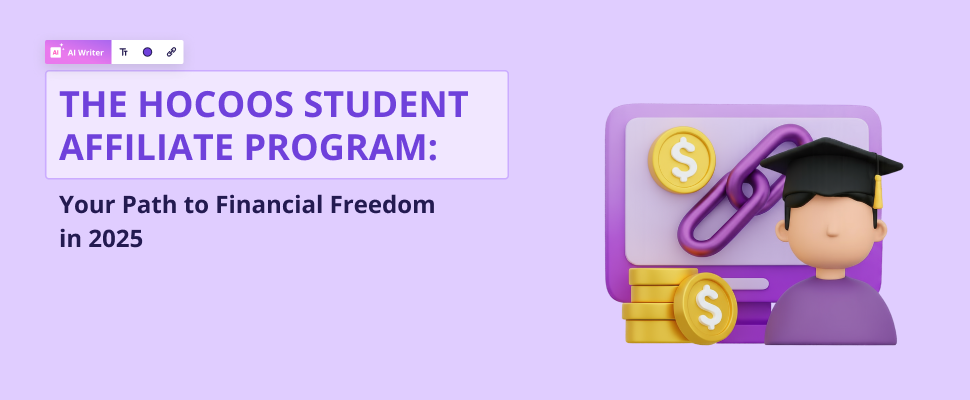 The Hocoos Student Affiliate Program: Your Path to Financial Freedom. Blog cover image titled: 