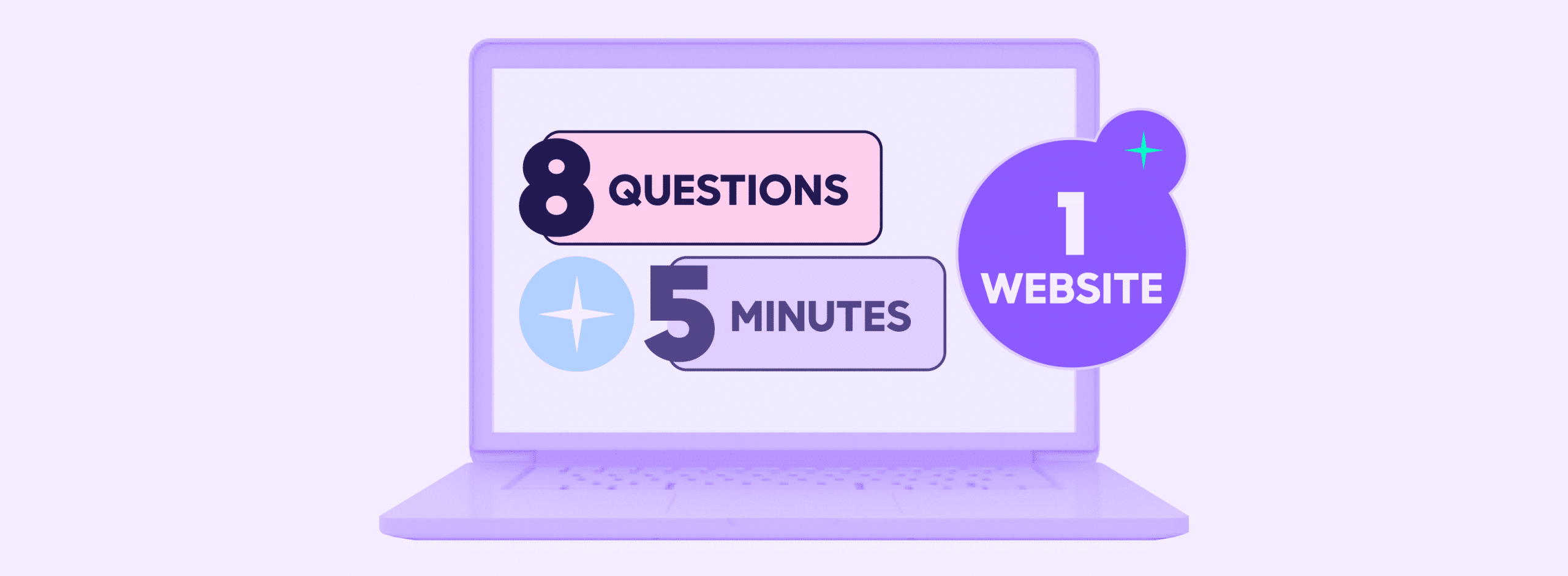 Hocoos AI creates unique websites by asking you just 8 questions. The whole process takes less than 5 minutes.