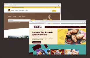 Strony internetowe UPS i Hershey's emanują ciepłem, komfortem i niezawodnością.