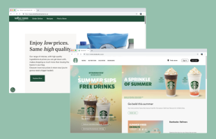 Whole Foods i Starbucks utrzymują świeży wygląd swoich stron internetowych w odcieniach zieleni.