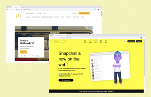 McDonald's i Snapchat używają żółtego koloru na swoich stronach internetowych, aby przekazać szczęście i radość.
