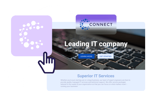 Web banner for IT services with ‘Leading IT company’ tagline.