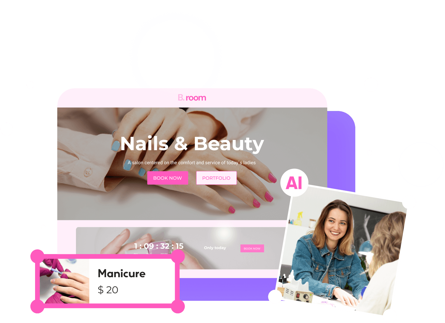 A visually appealing website, representing a hub for all things related to nail care and beauty services.