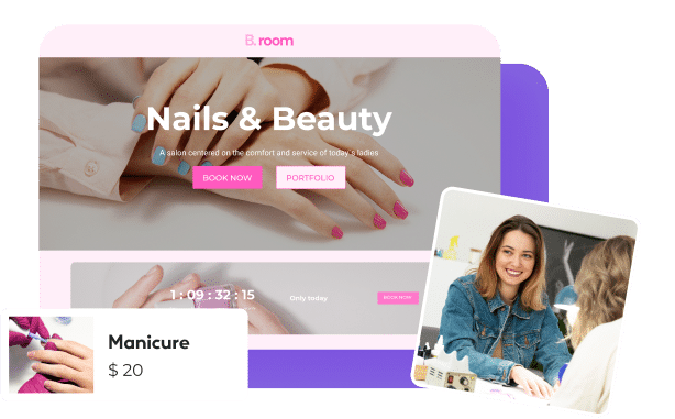 Simple layout of website for beauty salon with showcased services