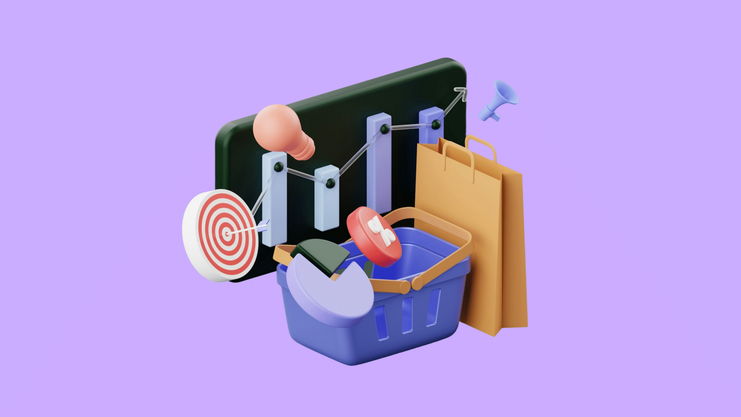 Website basics for
small business. Illustration with Google Analytics and Google Tag Manager icons.