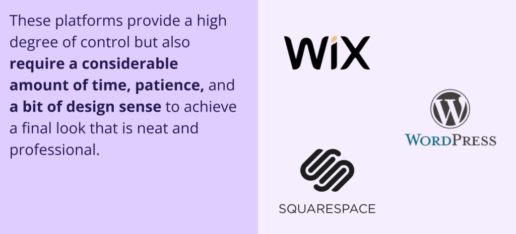 AI Website Builder vs. Traditional Builders: Which One Is Better for Small Businesses? 1 AI Website Builder vs. Traditional Builders: Which One Is Better for Small Businesses. An informational graphic about traditional website builders. The right side features the logos for Wix, Squarespace, and WordPress.